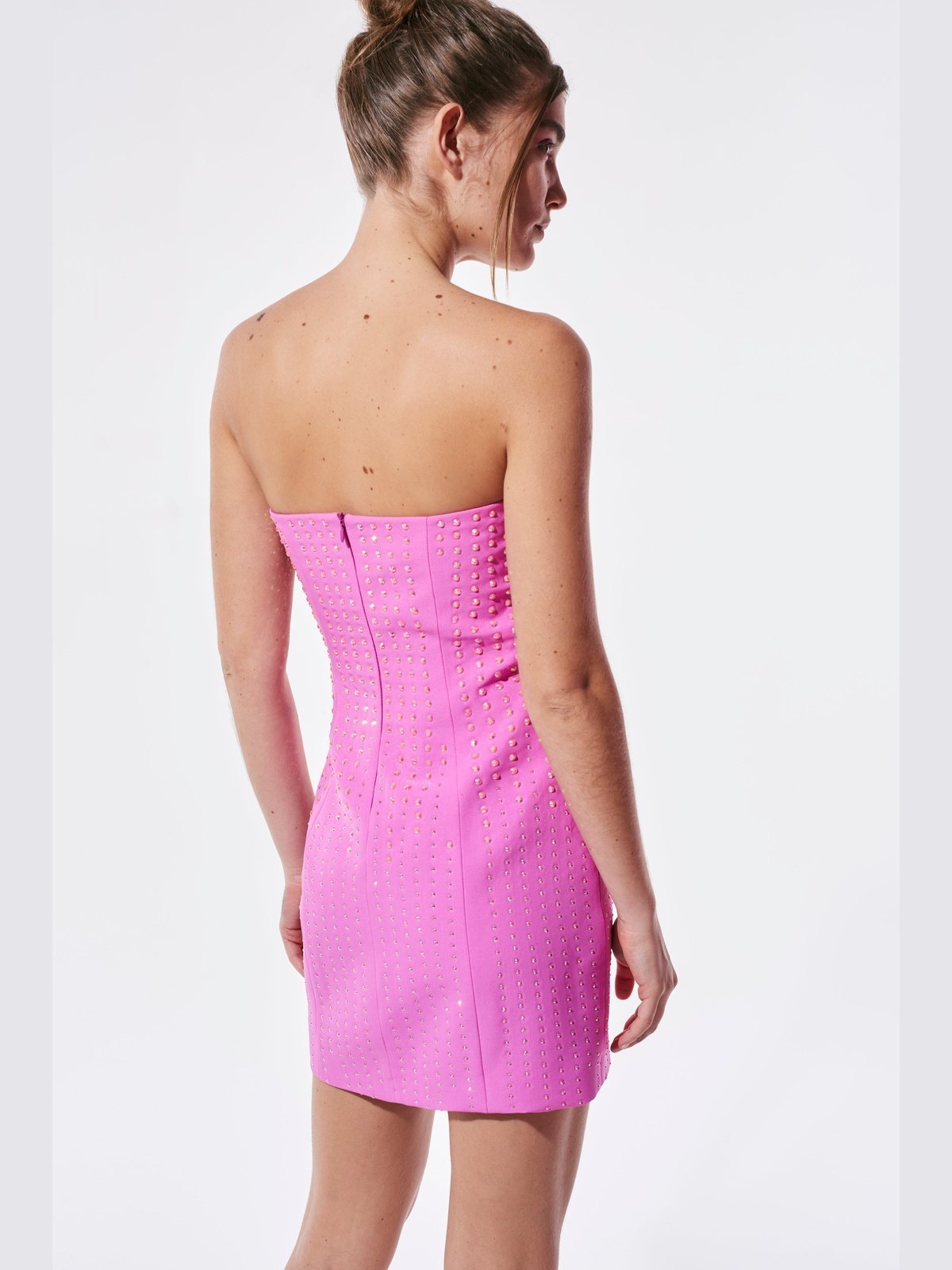 SKAZI CRISTALS SHORT DRESS PINK/OFF WHITE