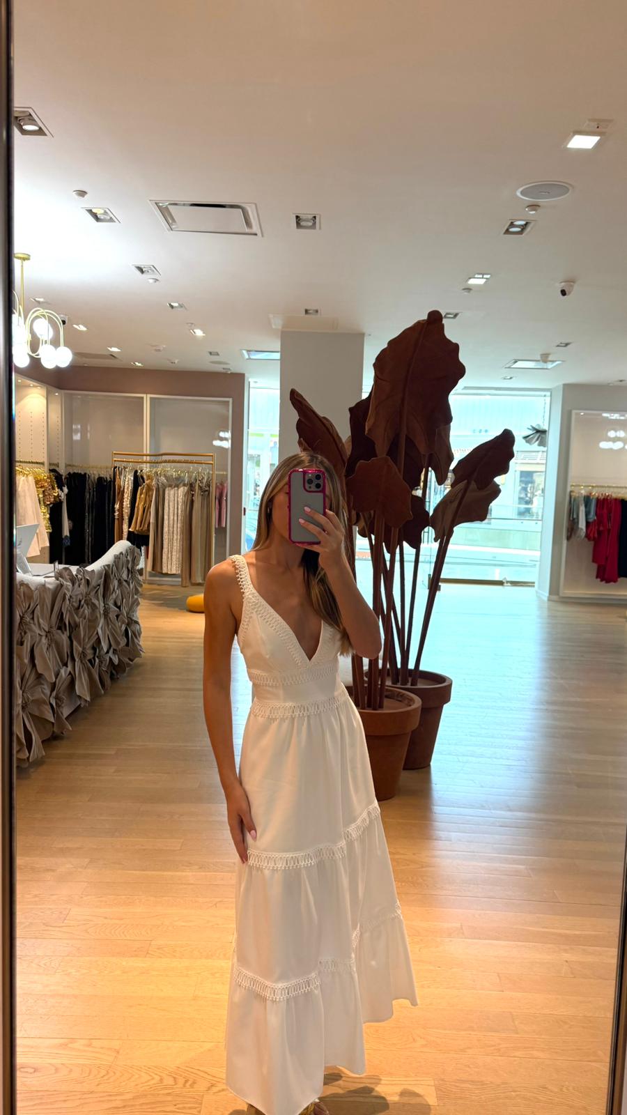 WHITE MAXI MIDI BORDADO