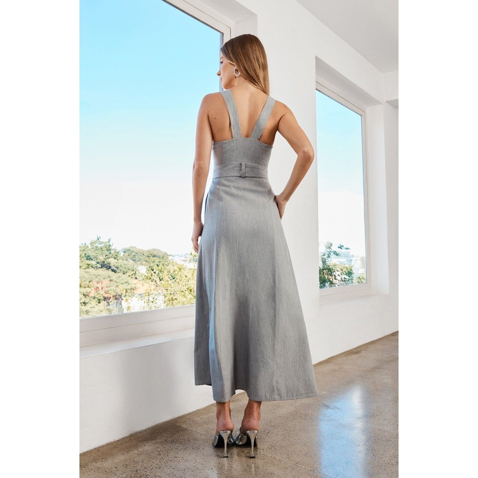 GRAY MIDI DRESS
