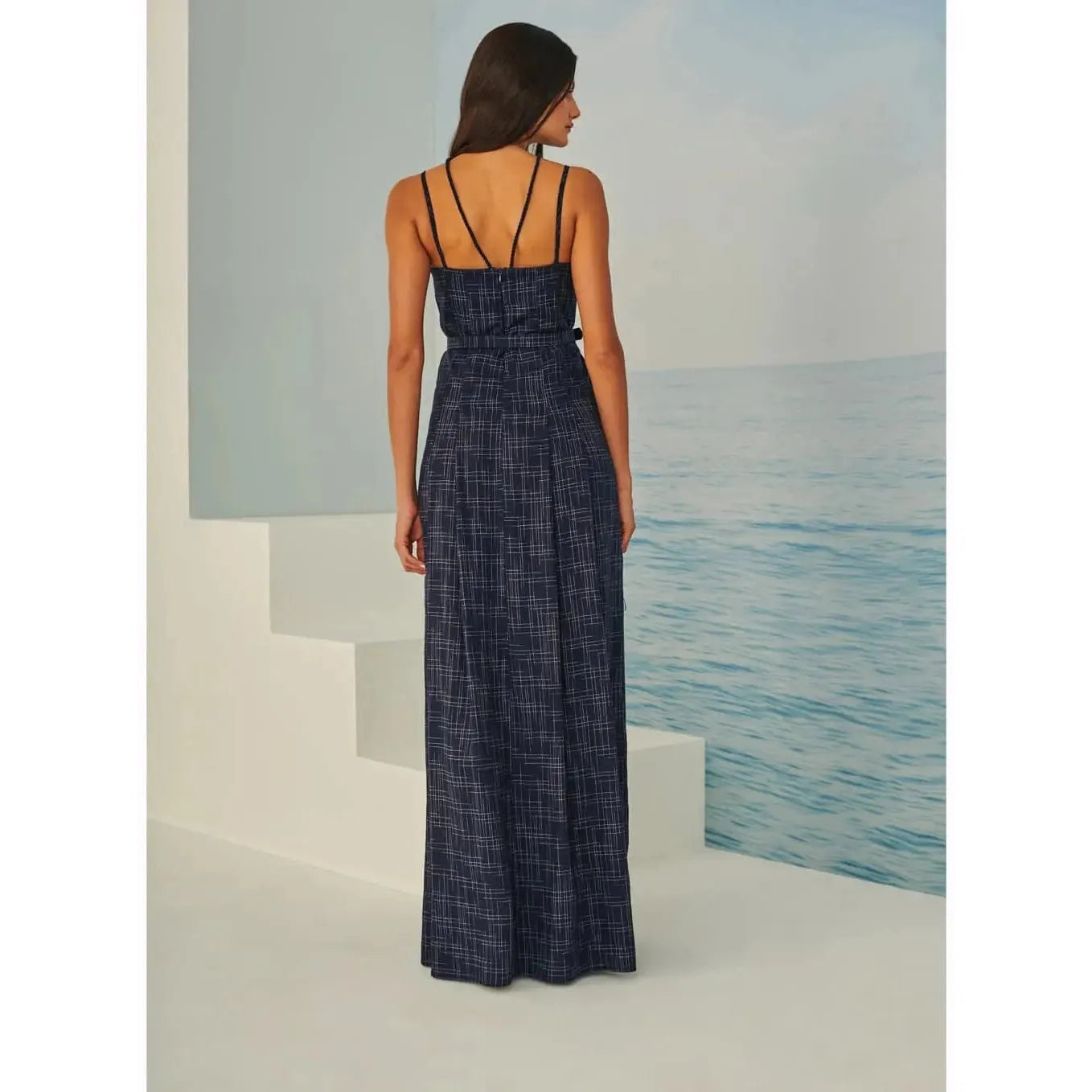TD LONG XADREZ LINEN DRESS