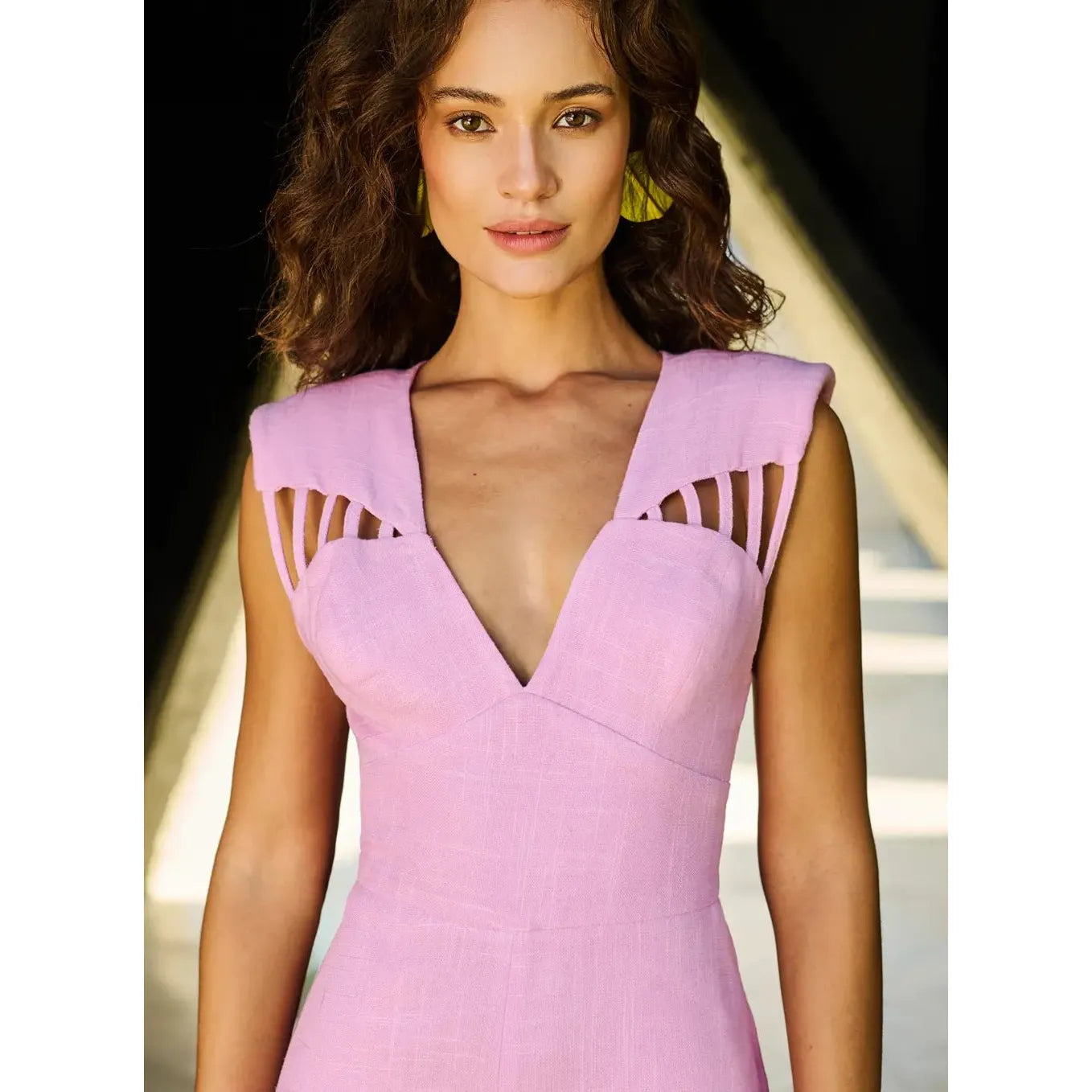 TD PINK V-NECK JUMPSUIT