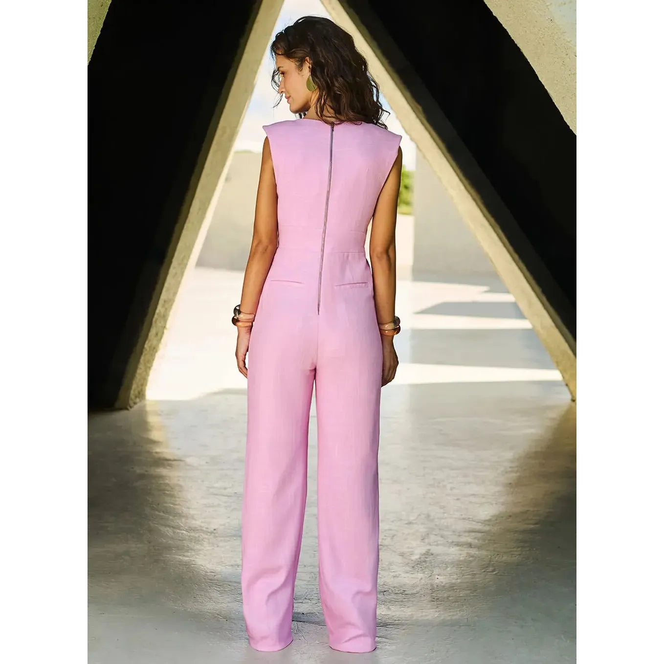 TD PINK V-NECK JUMPSUIT