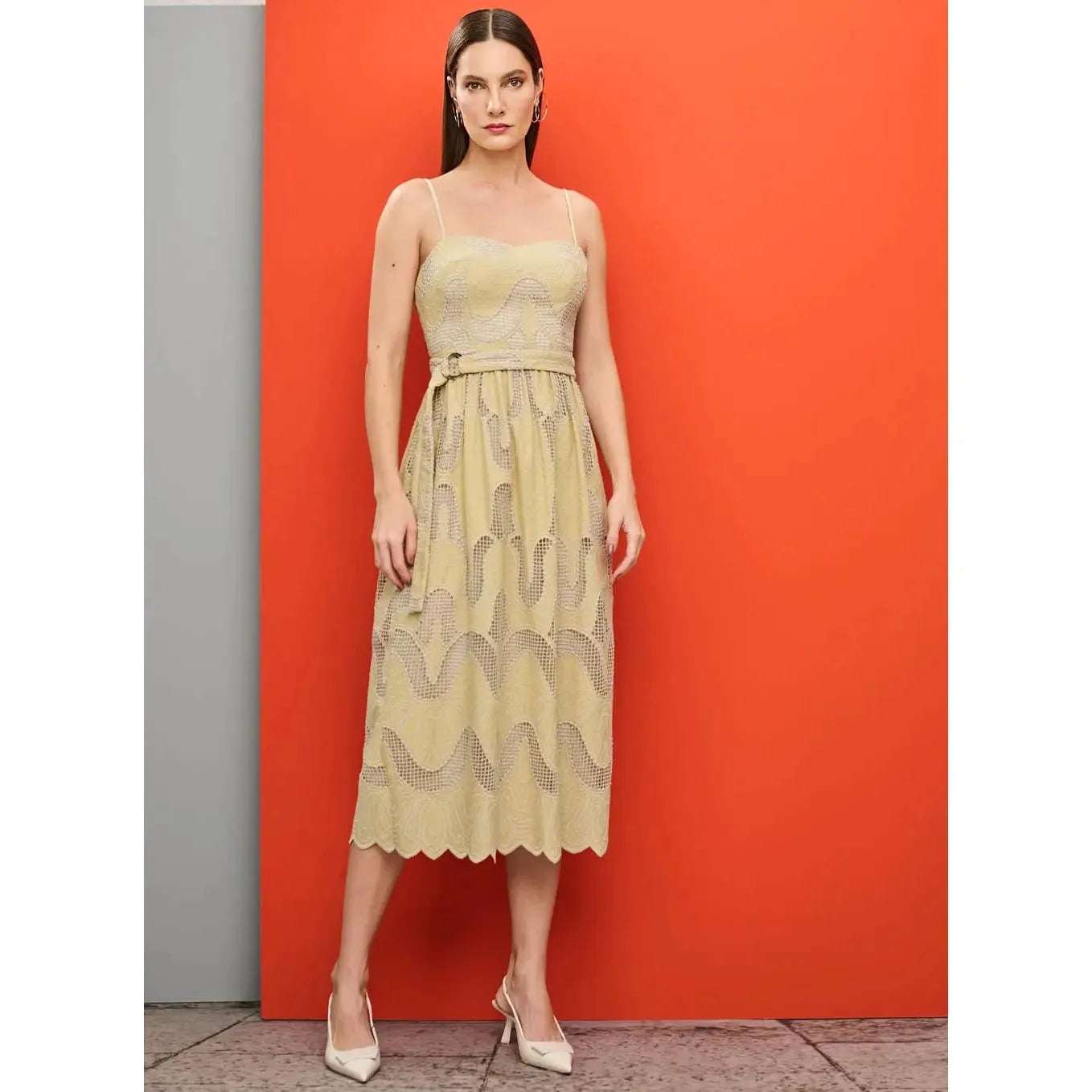 TD EMBROIDERED STRAP DRESS
