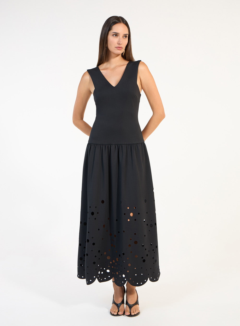 SK LASER BOTTOM BLACK DRESS