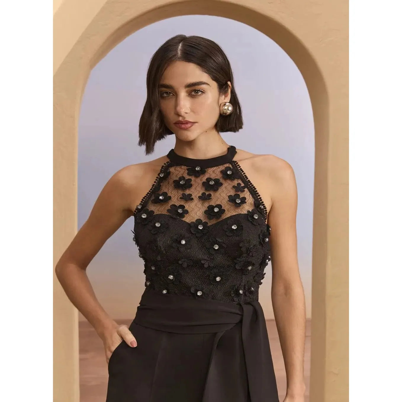 3D FLOWERS JUMPSUIT