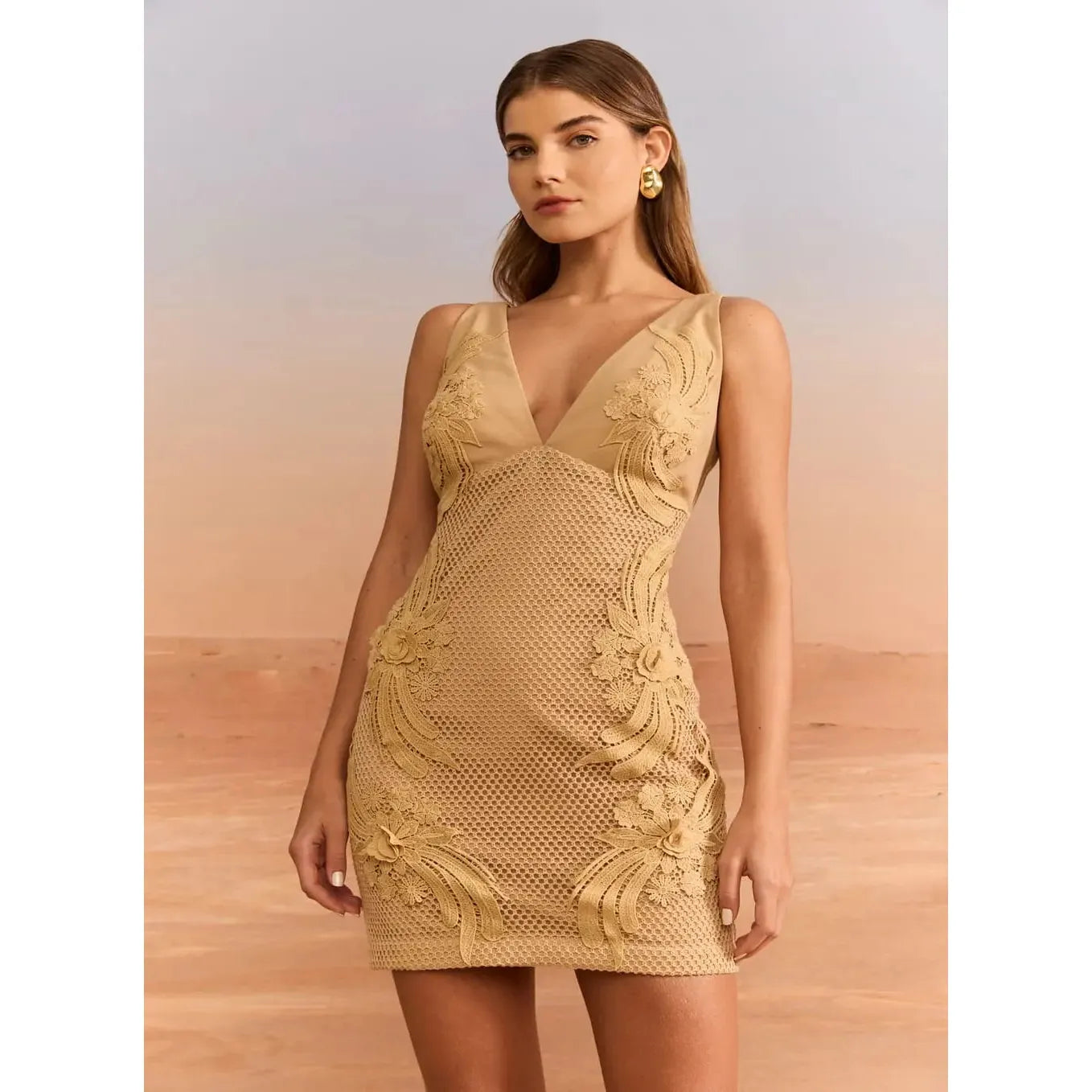 SK SHORT DRESS WITH FABRIC FLOWERS