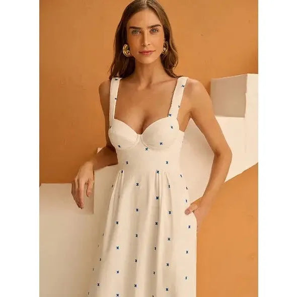 SK LONG COTTON EMBROIDERY DRESS