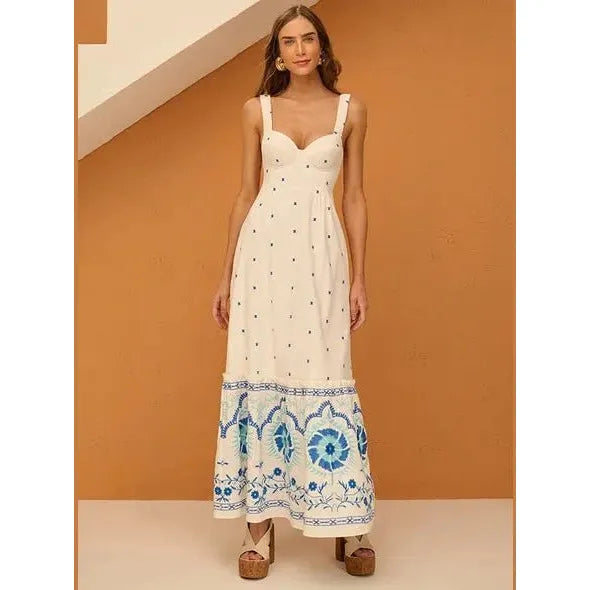 SK LONG COTTON EMBROIDERY DRESS