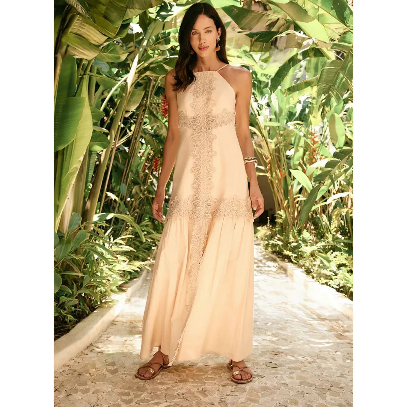 SK LINEN SLIT MIDI DRESS