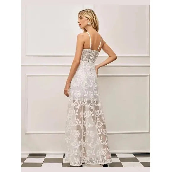 3D EMBROIDERY LONG DRESS