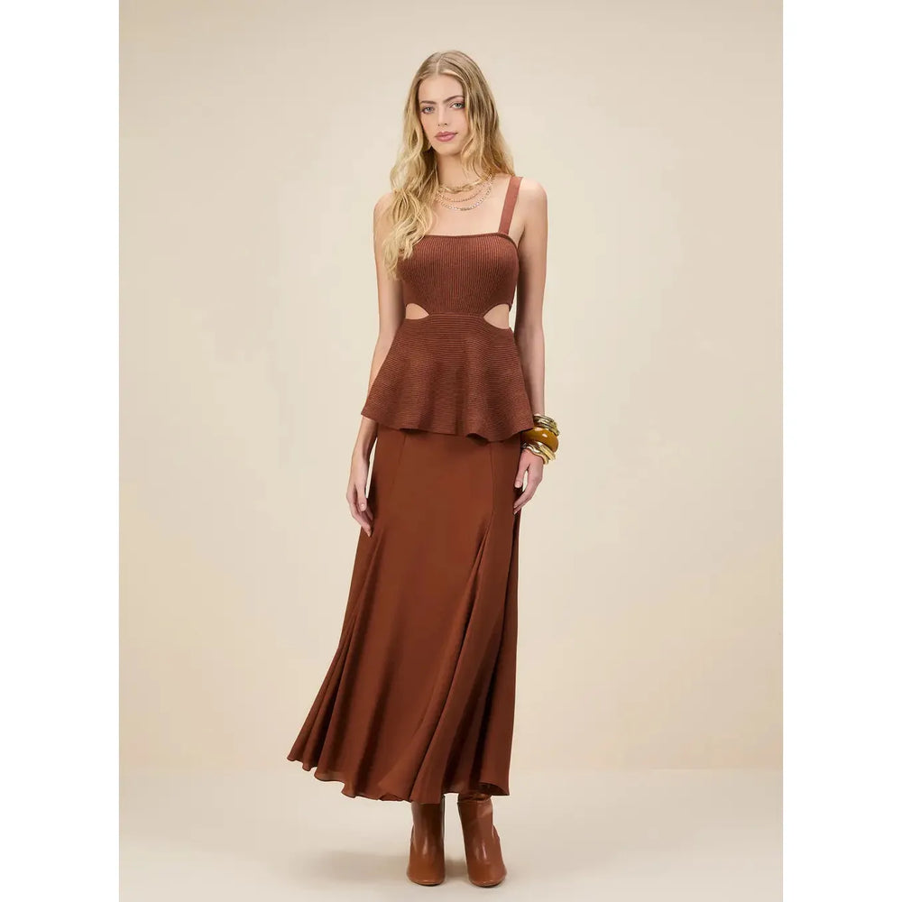 SK MAXI MIDI KNITTED PEPLUM DRESS