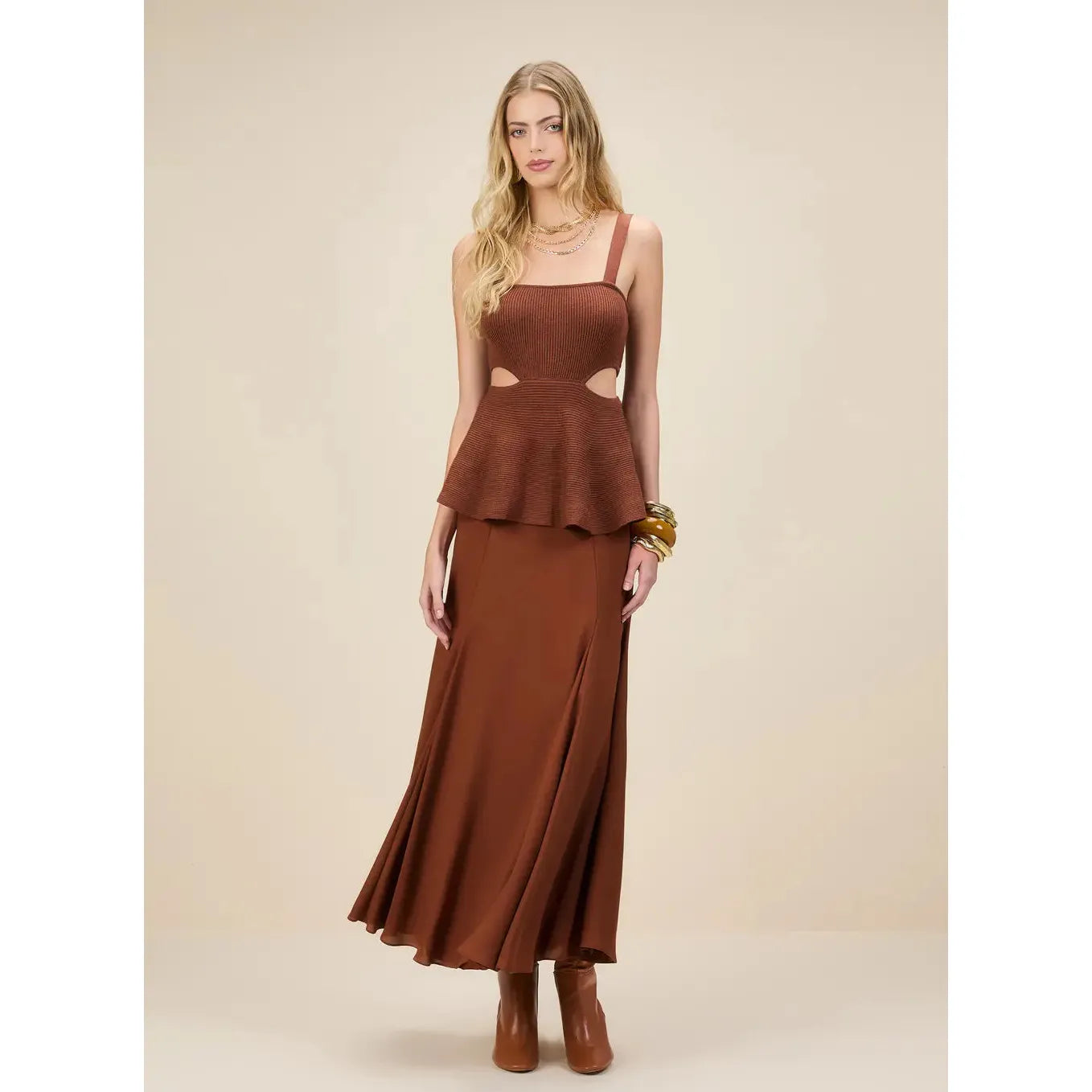 SK MAXI MIDI KNITTED PEPLUM DRESS