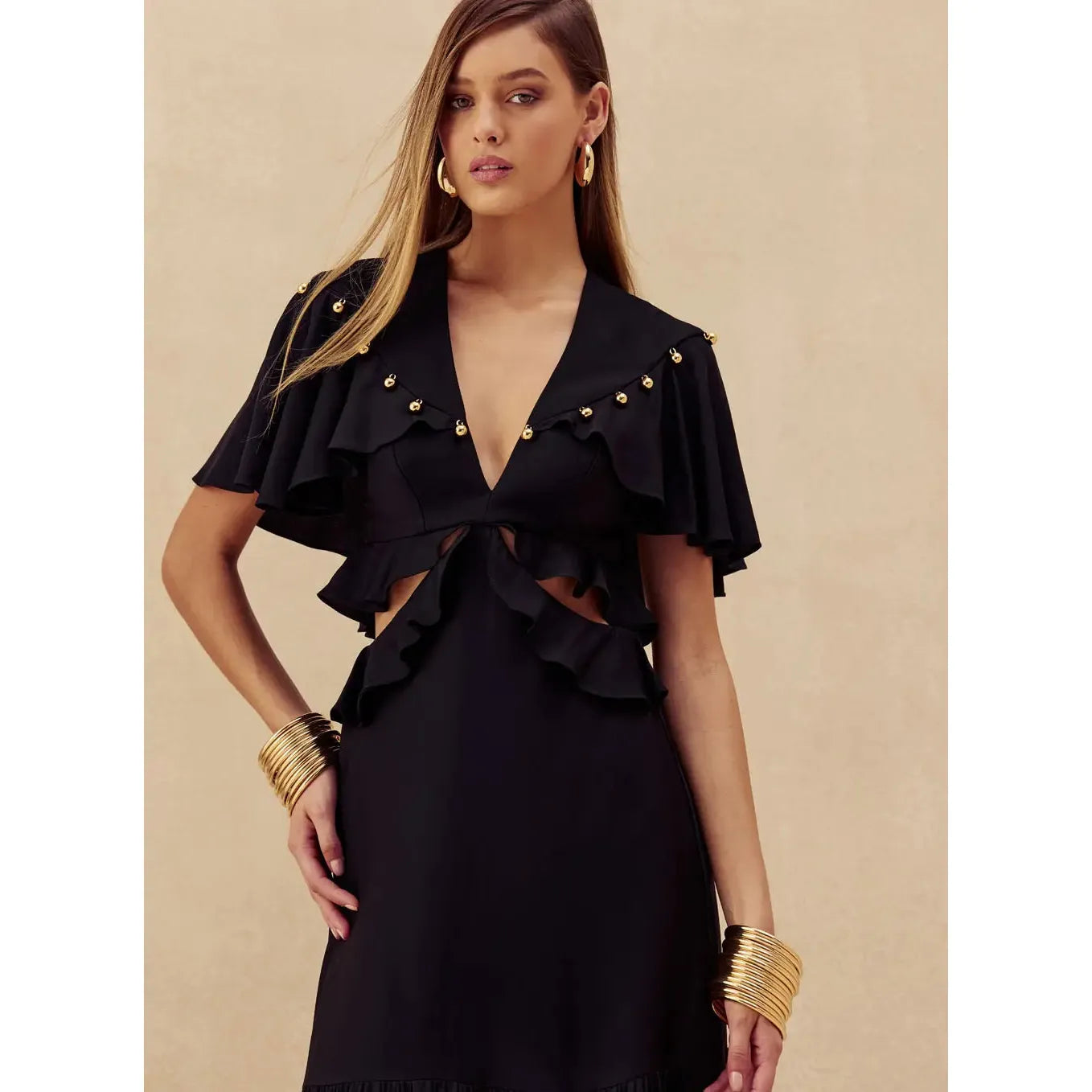 TD CUT-OUT RUFFLED DRESS