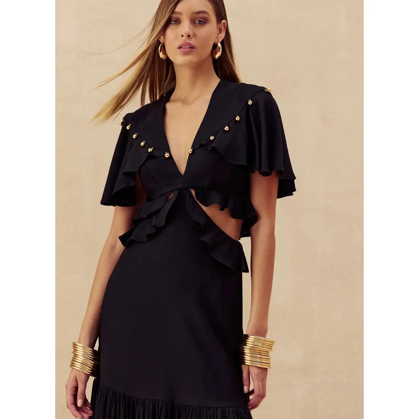 TD CUT-OUT RUFFLED DRESS