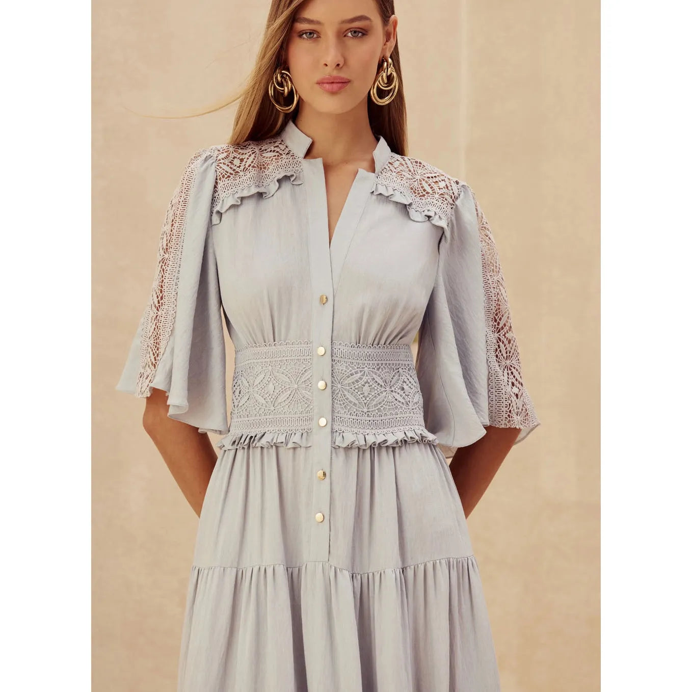 SK MIDI EMBROIDERY DRESS