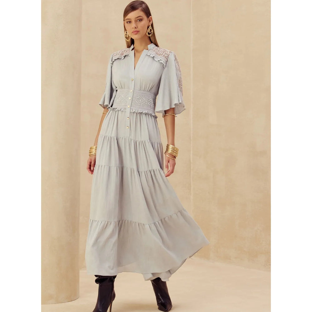 SK MIDI EMBROIDERY DRESS