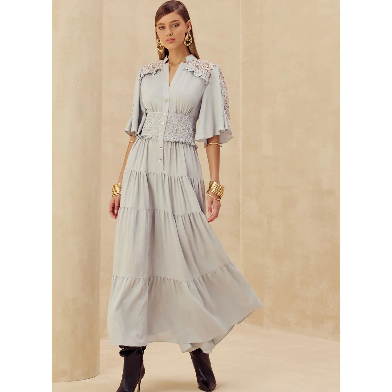SK MIDI EMBROIDERY DRESS
