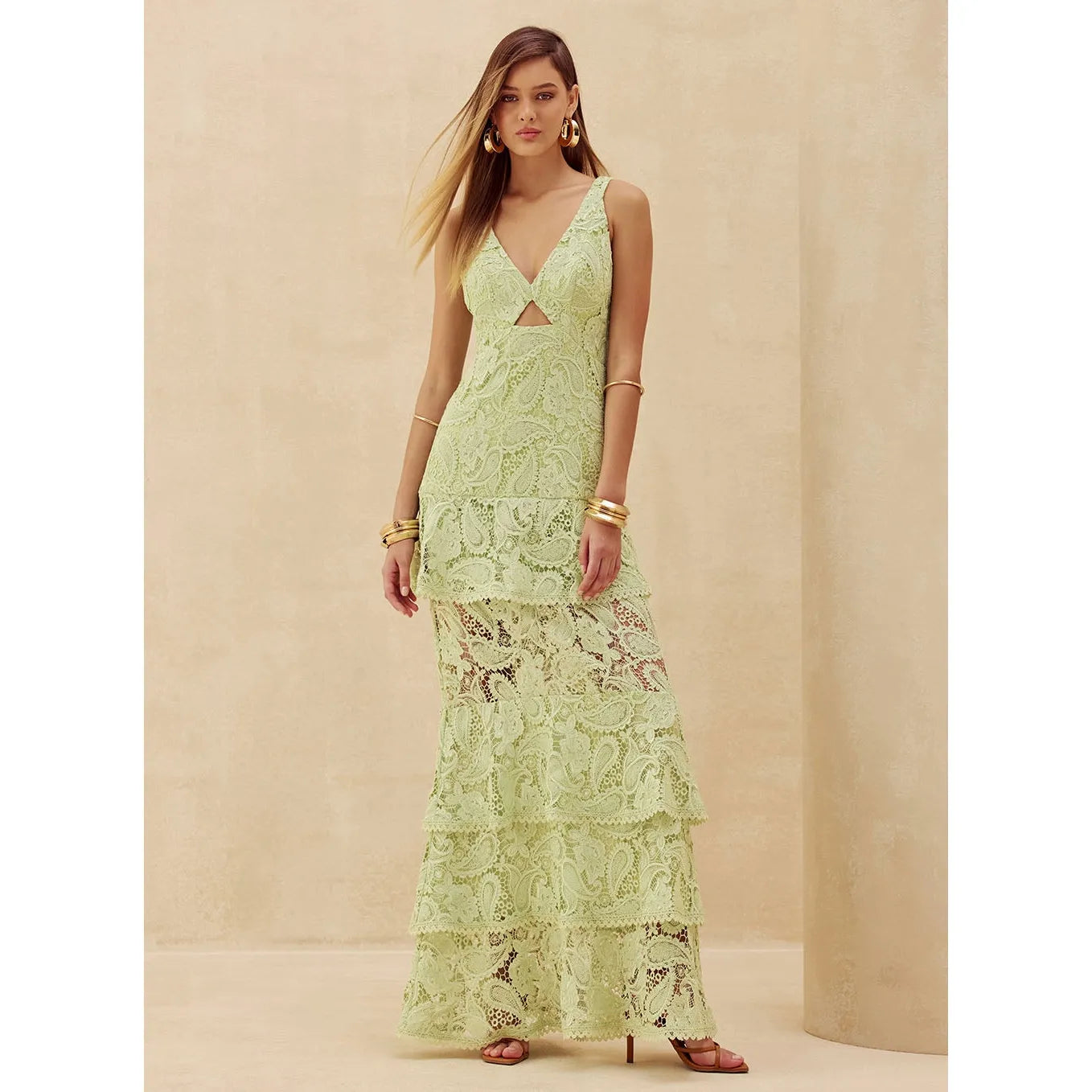 SK LONG RUFFLED DRESS
