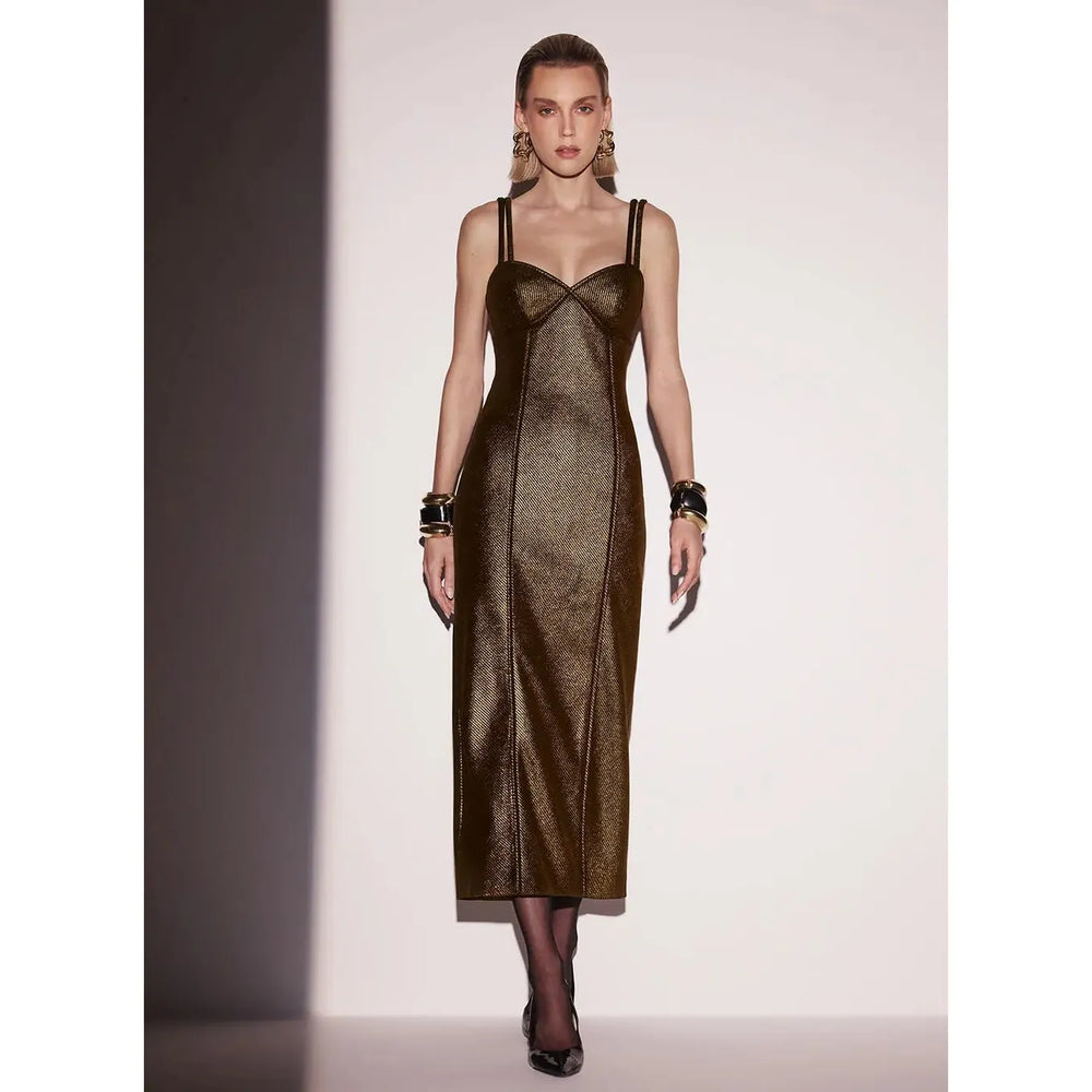 TD MIDI JERSEY FOIL DRESS