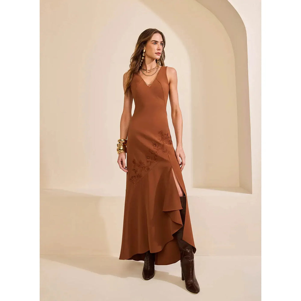 SK ETHNIC EMBROIDERED MAX MIDI DRESS