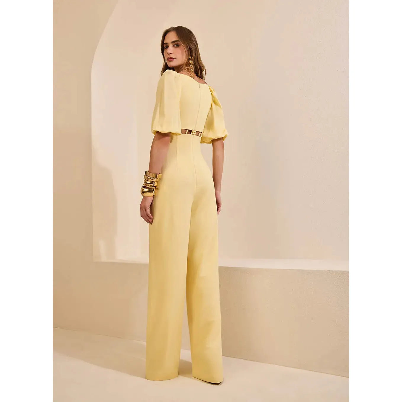 SK PUFFY SLEEVES YELLOW JUMPSUIT
