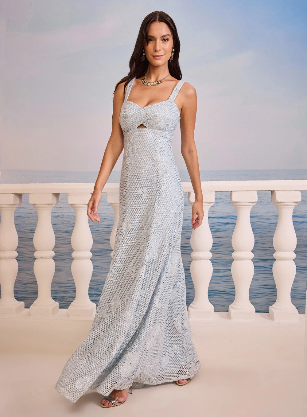 SK LONG LACE SEQUIN DRESS