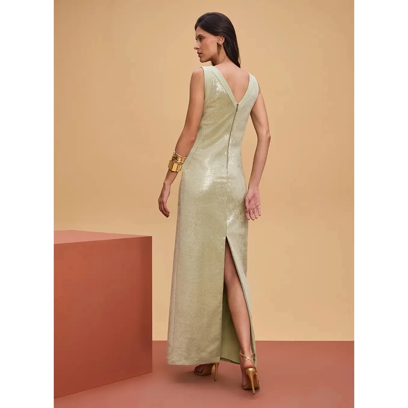 TD LONG VELVET DRESS WITH SEQUIN