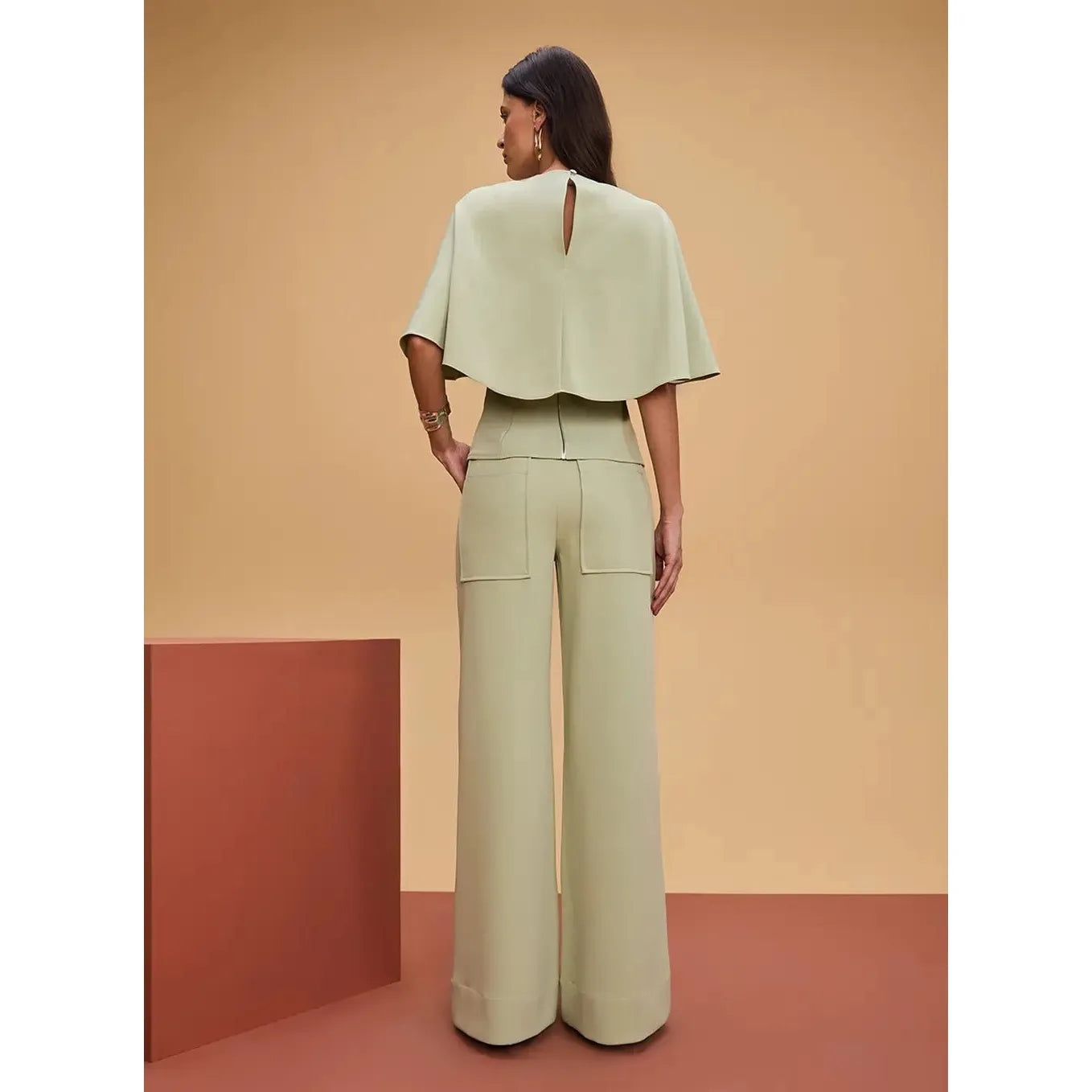 TD CUT CAPE BLOUSE AND TROUSERS SET