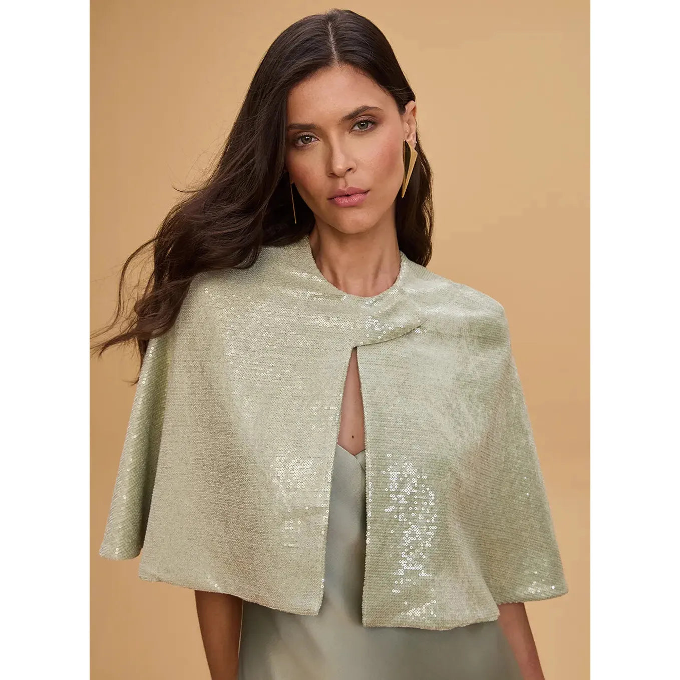 TD VELVET CAPE WITH SEQUINS