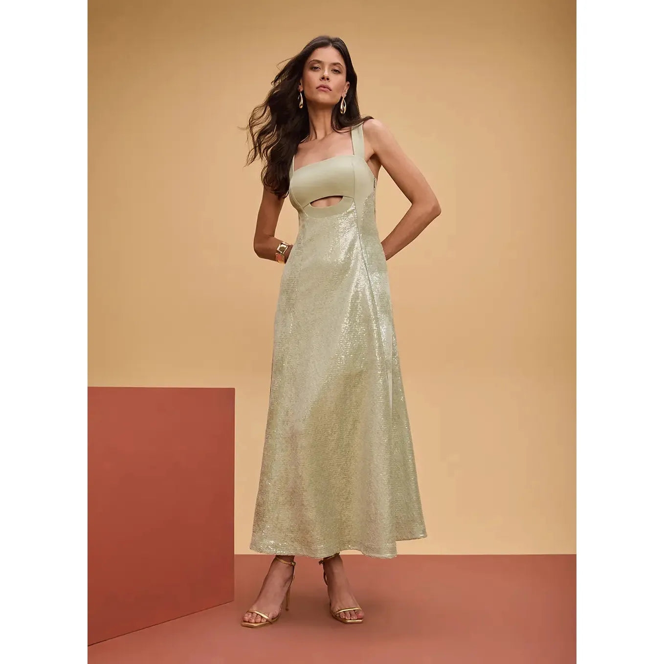 TD VELVET WITH SEQUINS MAXI DRESS