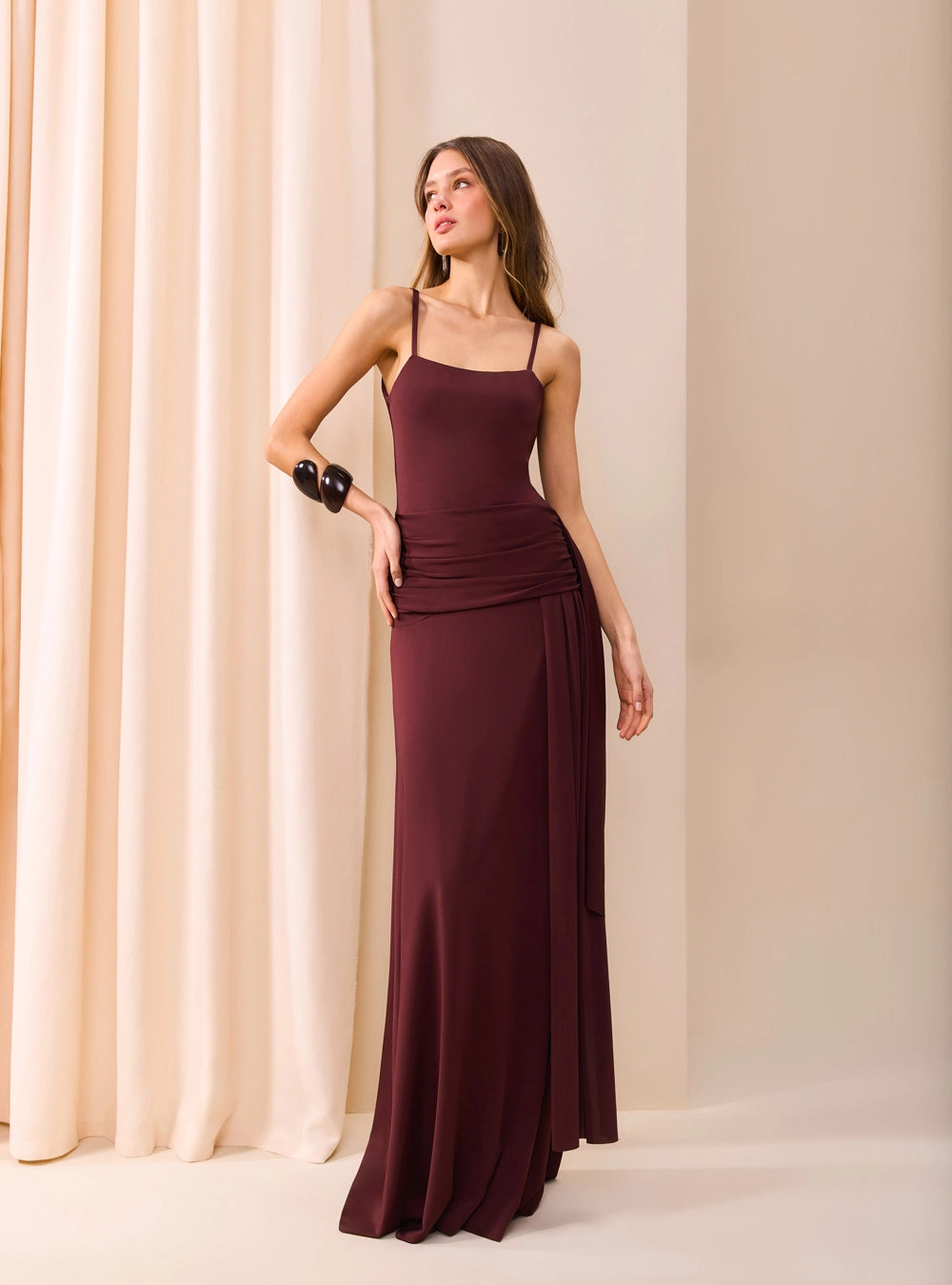 SK LONG JERSEY GLOSS DRESS