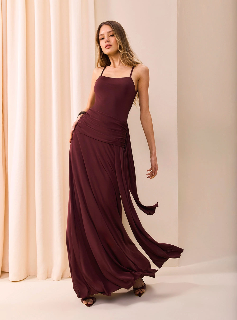 SK LONG JERSEY GLOSS DRESS