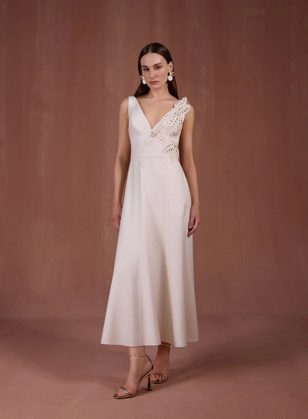 SK MIDI DRESS WITH FLOWER APPLIQUÉ