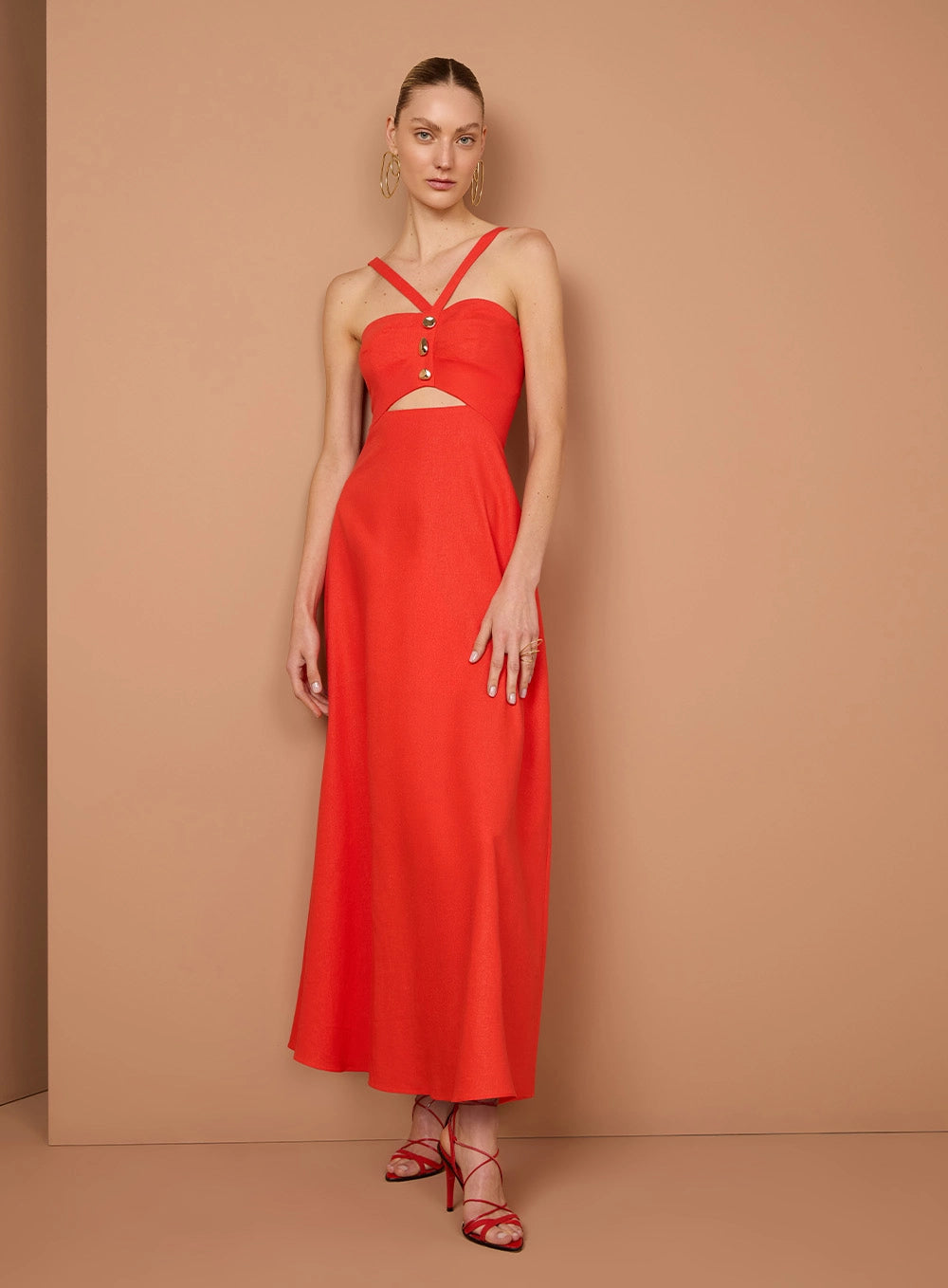 TD MAXI MIDI BUTTON DRESS