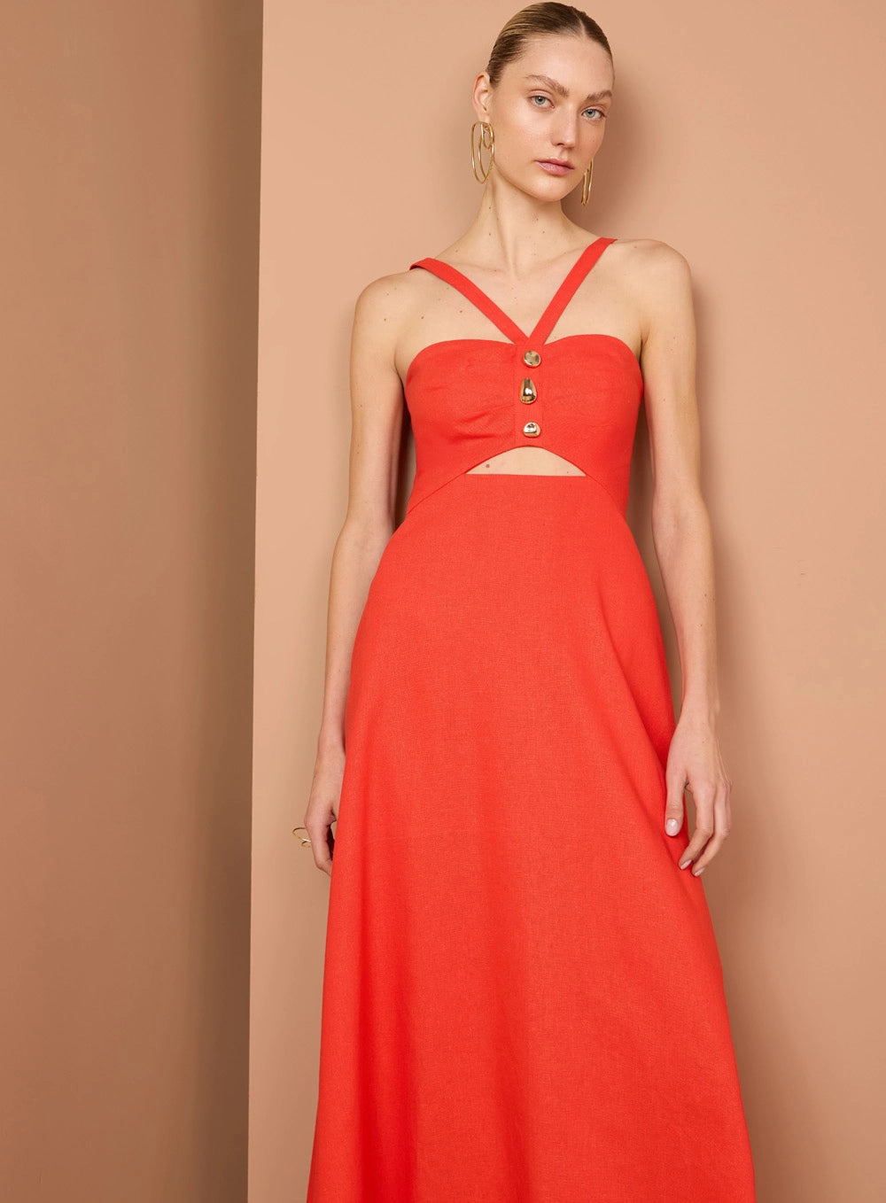 TD MAXI MIDI BUTTON DRESS