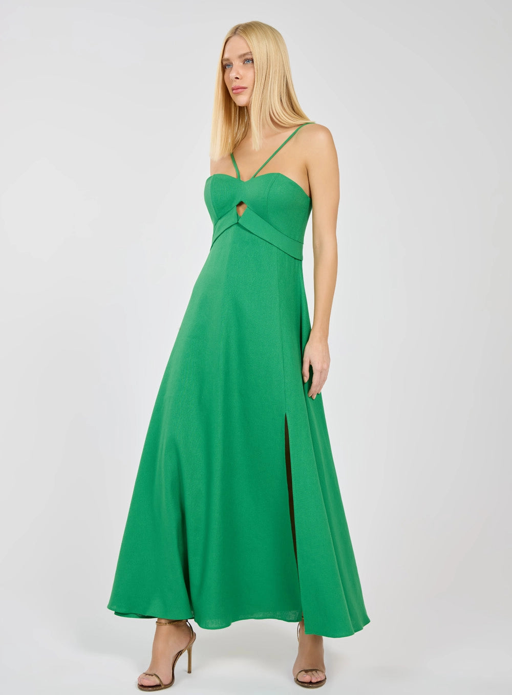 TD LONG GREEN EMERALD DRESS