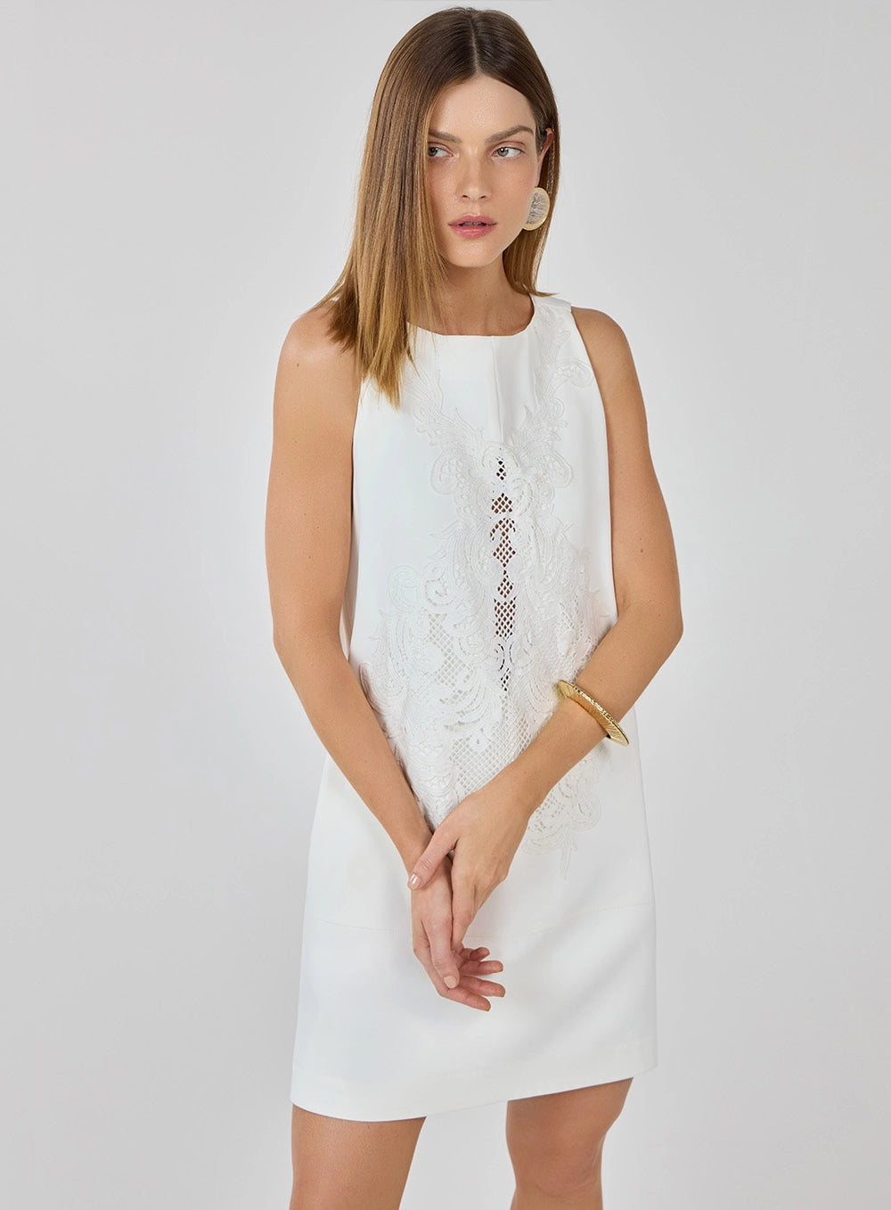 TD TAILORED DRESS WITH GUIPURE LACE