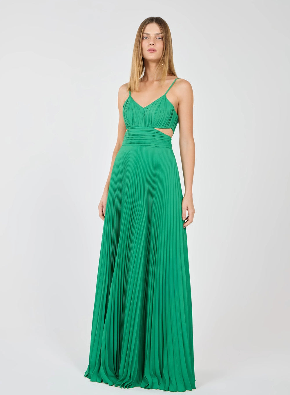 TD PLISSADO GREEN DRESS