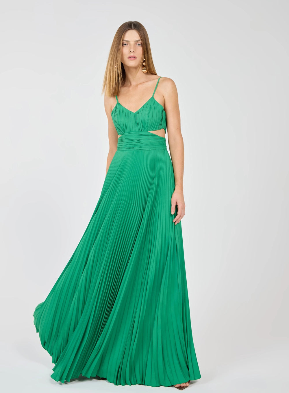 TD PLISSADO GREEN DRESS