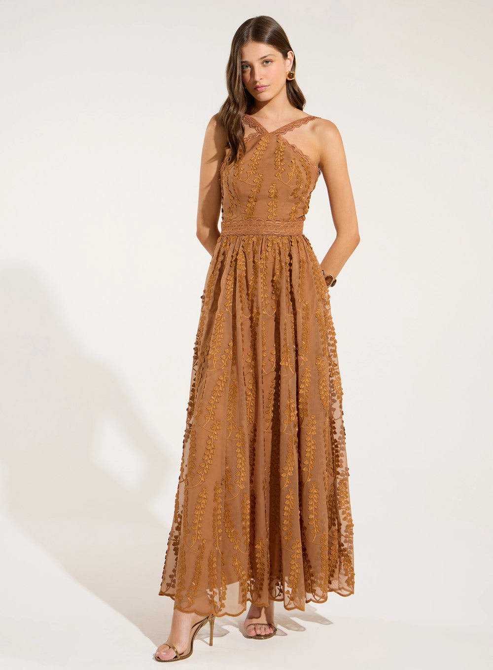 SK MAXI MIDI LEAF EMBROIDERY