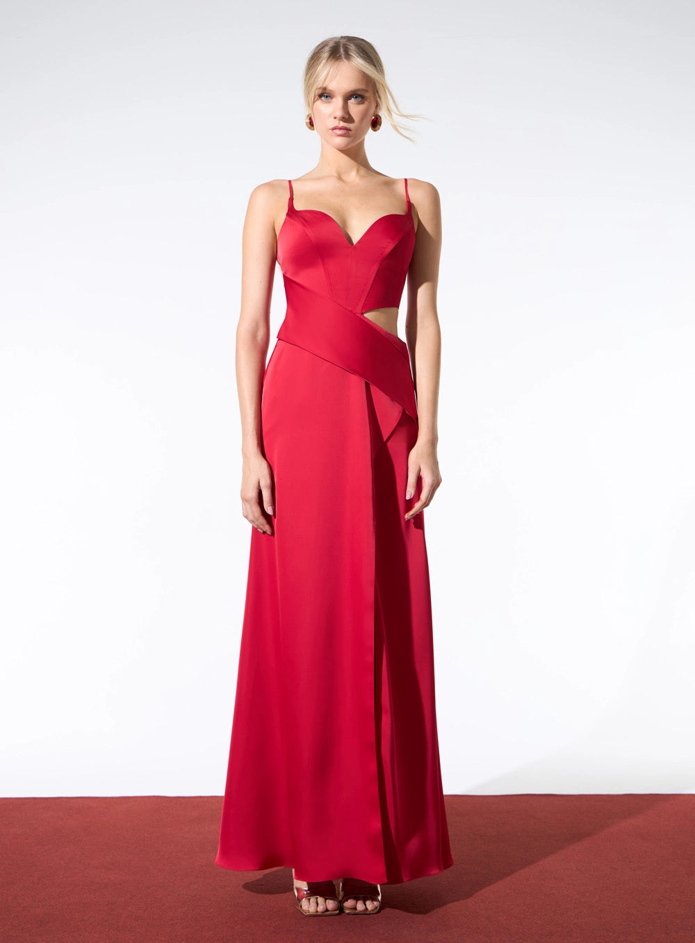 SK RED CUT OUT DRESS