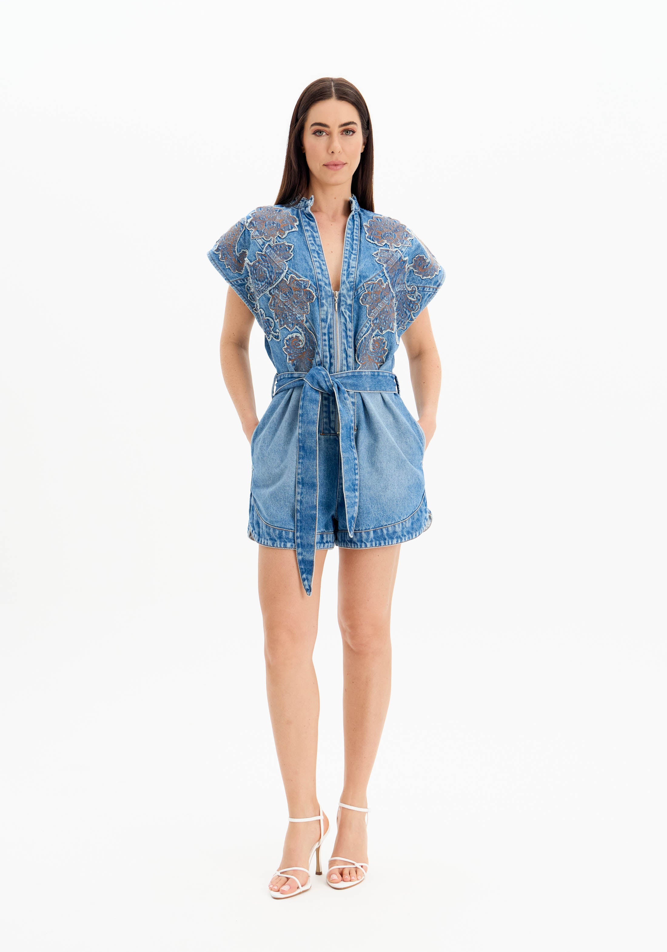 AMAR EMBROIDERY SHORT ROMPER