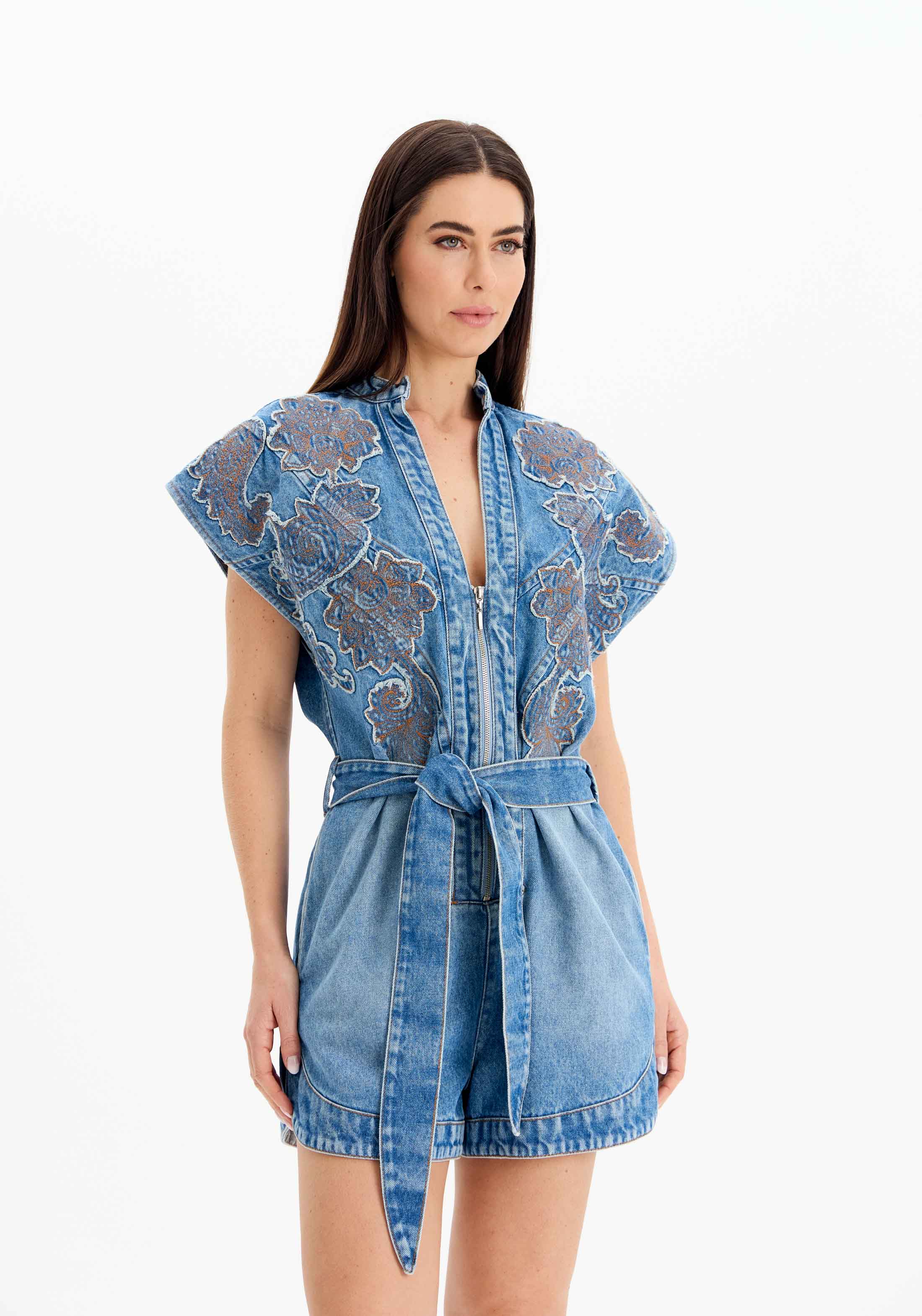 AMAR EMBROIDERY SHORT ROMPER