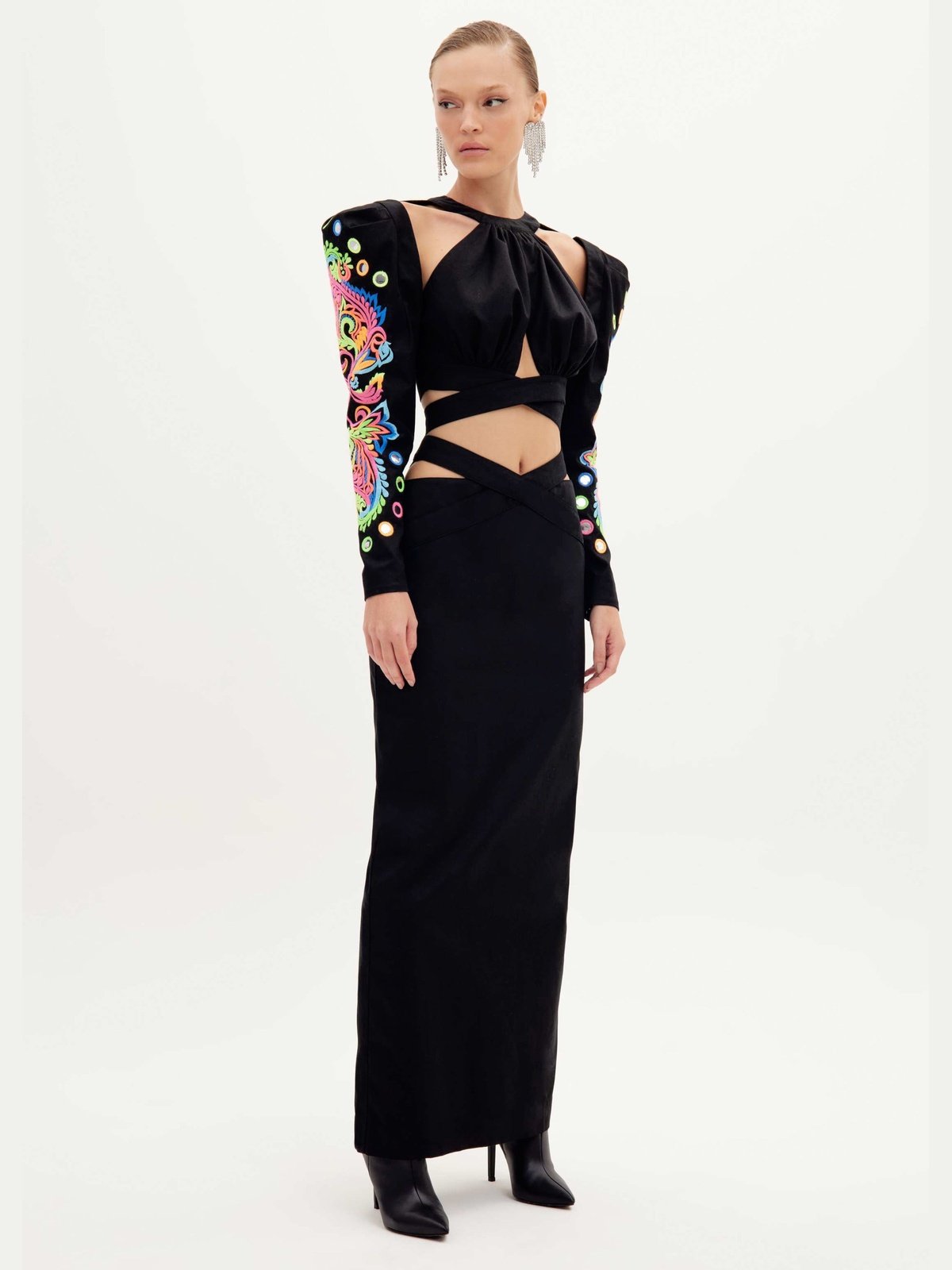 Amar Cut Out Black Long Skirt