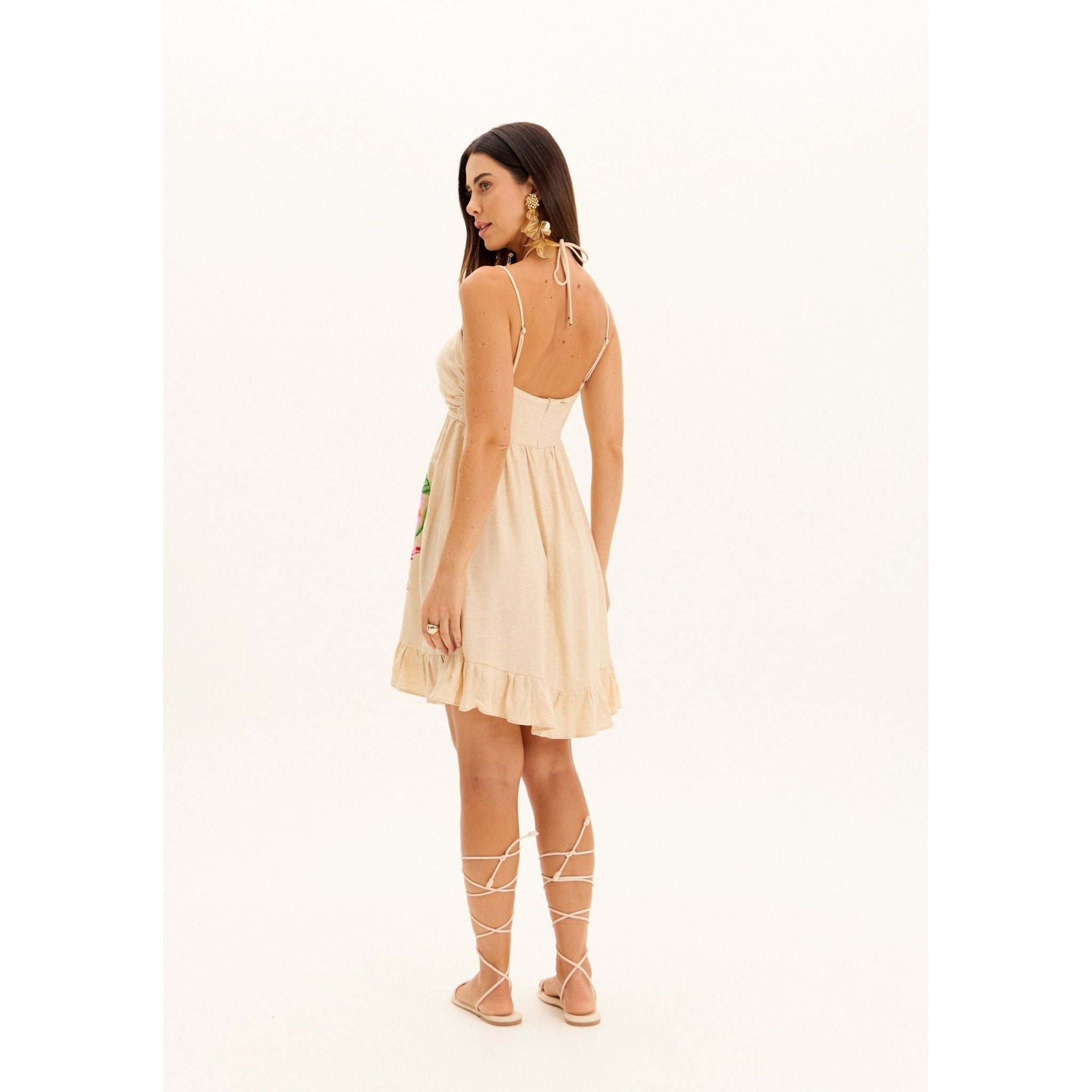 AMAR EMBROIDERED FLOWER SHORT DRESS