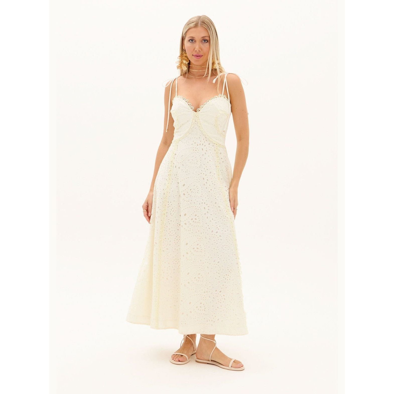 AMAR SUPER MIDI EYELET DRESS