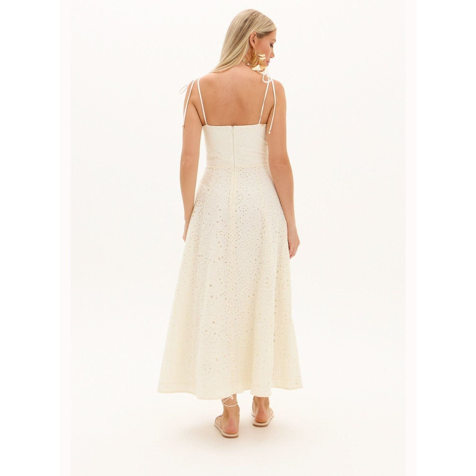 AMAR SUPER MIDI EYELET DRESS