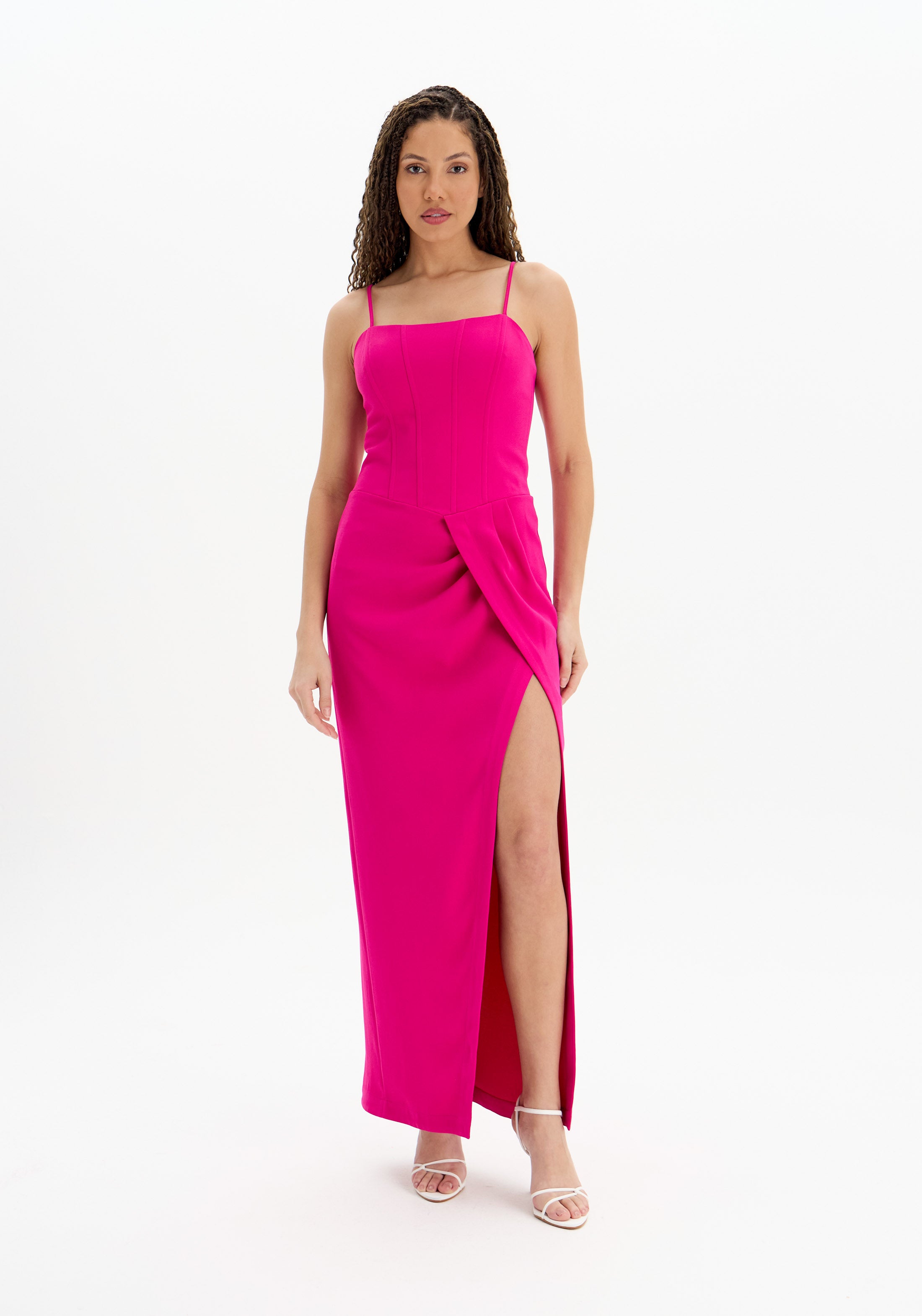 AMAR OPEN SLIT RED DRESS