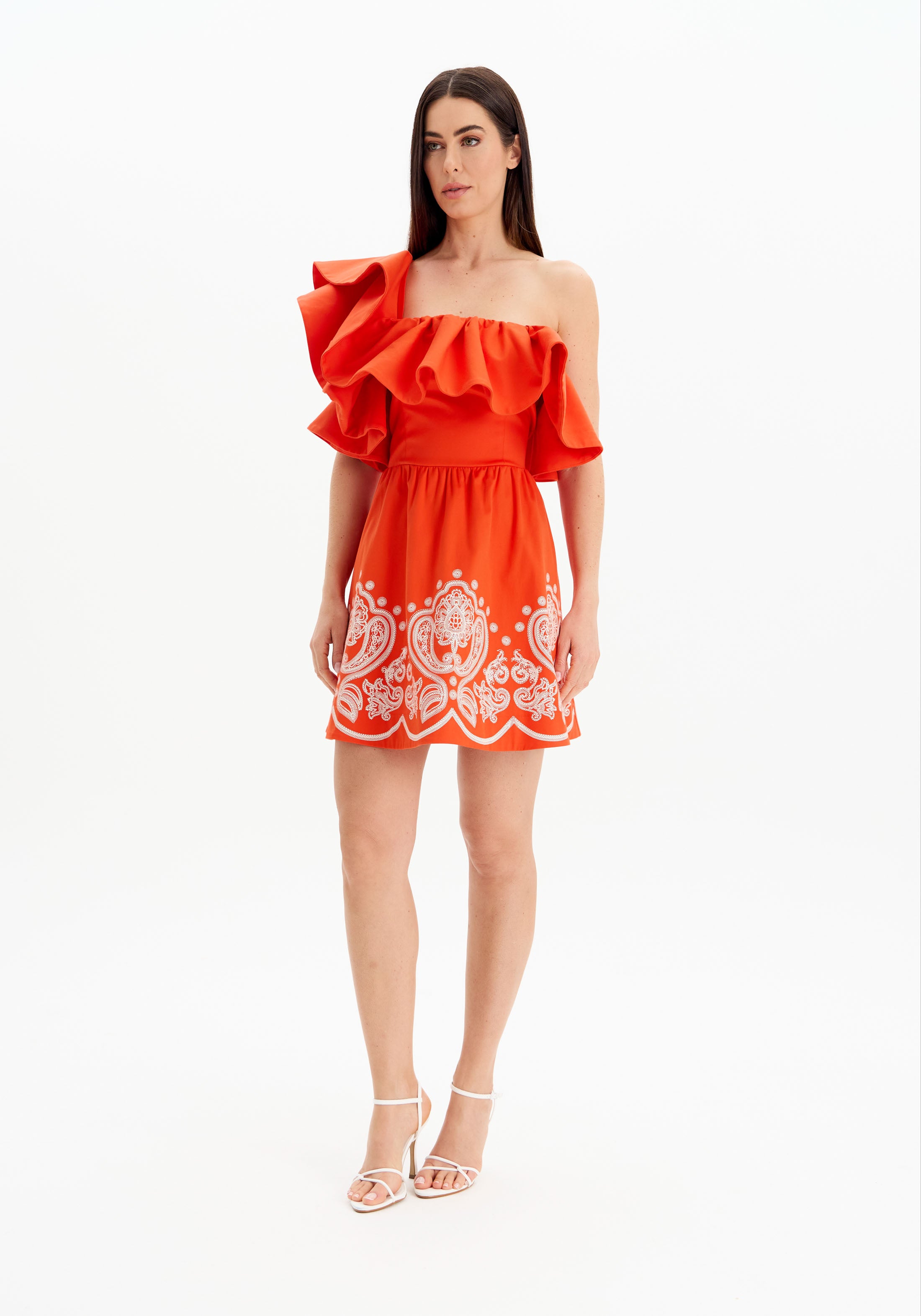 AMAR ONE SHOULDER EMBROIDERY DRESS