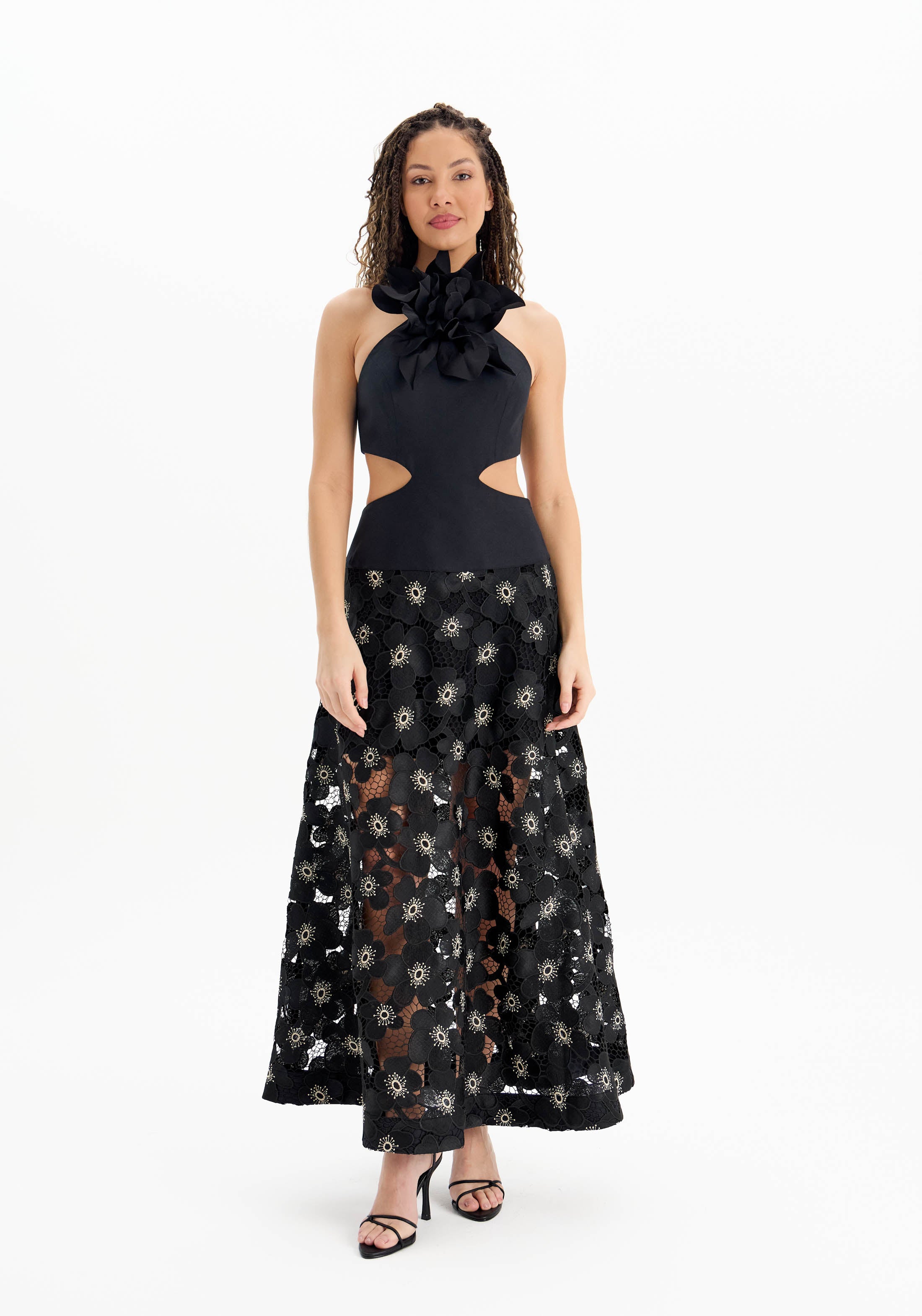 APPLIQUE MIDI DRESS